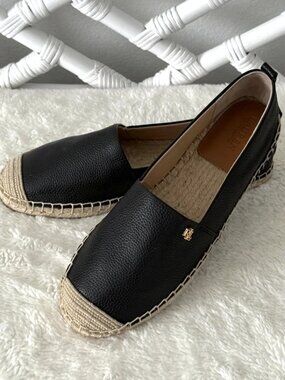 Lauren Ralph Lauren Cameryn Espadrille Black Crochet Toe Cap 8 New